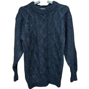 Crystal Sportswear Sweater Women Size S Black Mohair Wool Blend Cable Knit